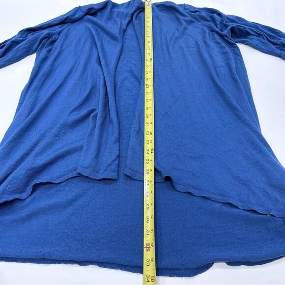 Eileen Fisher Woman 1X Blue Merino Wool Cardigan Sweater High Low Hem - Picture 8 of 8